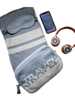 Pink Lemonade Dual Travel Linen Sand/Light Grey Cotton Travel Blanket & Eye Mask Set Myselflingerie.com