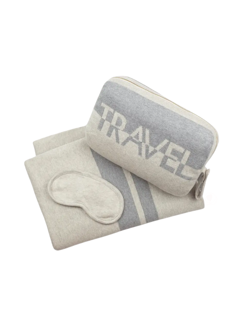 Pink Lemonade Dual Travel Linen Sand/Light Grey Cotton Travel Blanket & Eye Mask Set Myselflingerie.com