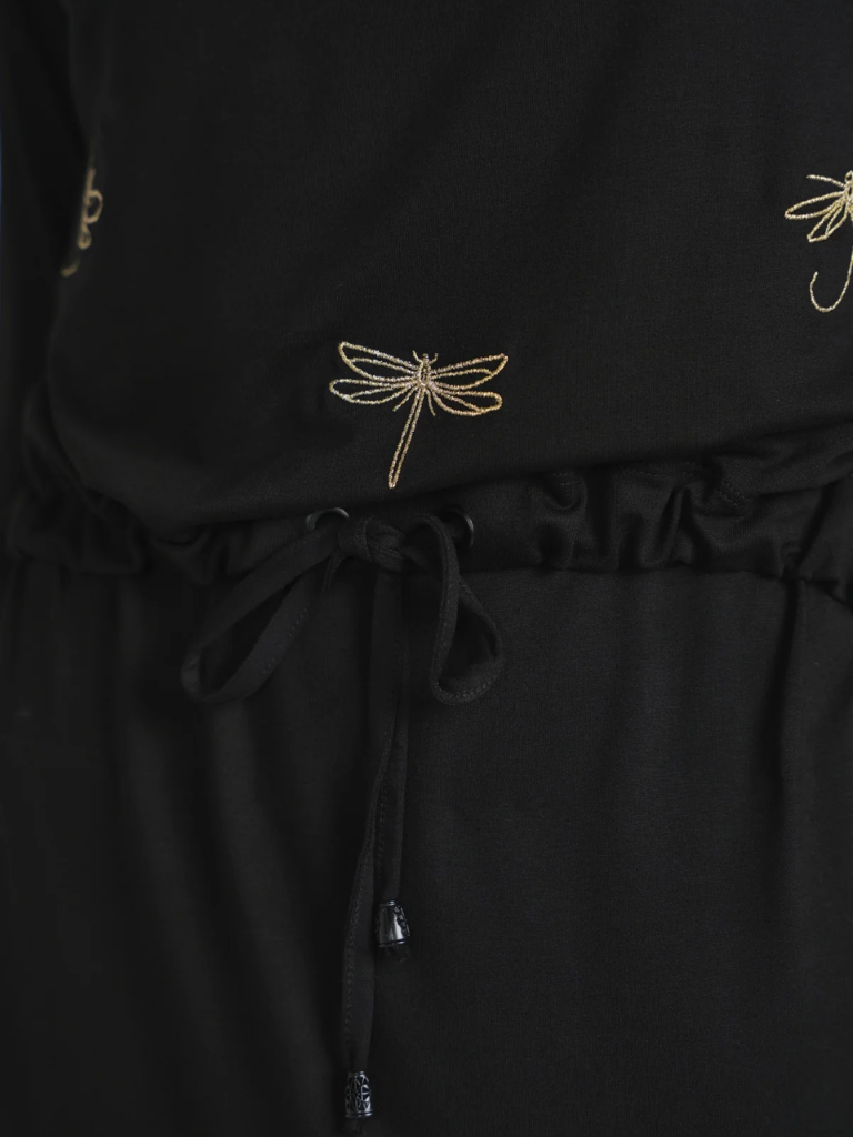 altimge3 for Ellwi Black/Gold Embroidered Cotton Nursing Nightgown Myselflingerie.com