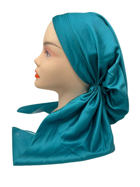 It's Younique Solid Teal Pre-Tied Open Back Bandanna with Velvet Grip Myselflingerie.com