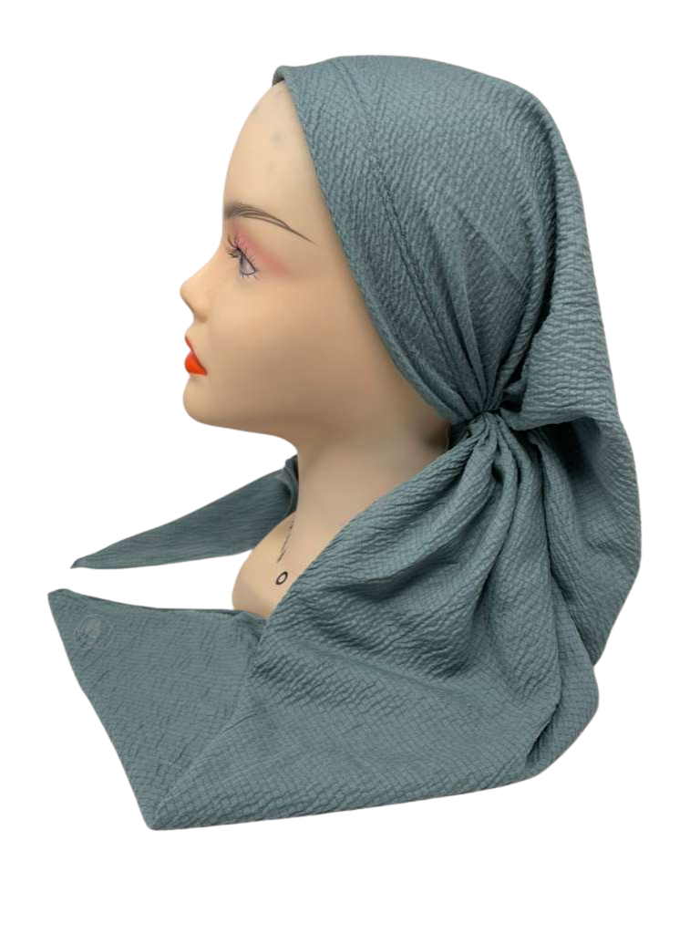It's Younique OB-CRI-TEA Solid Teal Green Crinkle Pre-Tied Open Back Bandanna with Velvet Grip Myselflingerie.com