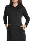 altimge4 for Ellwi Black Star Trim Zippered Morning Robe with Removable Hood Myselflingerie.com