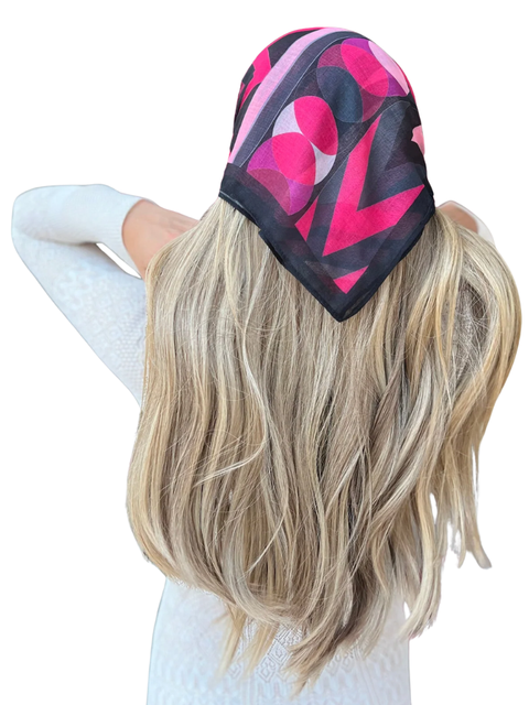 Scarf Bar Inspired Fuschia Art Deco Bandana Scarf Myselflingerie.com