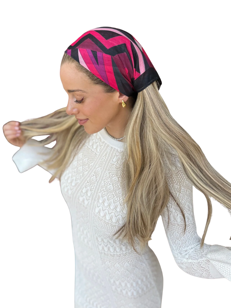 Scarf Bar Inspired Fuschia Art Deco Bandana Scarf Myselflingerie.com