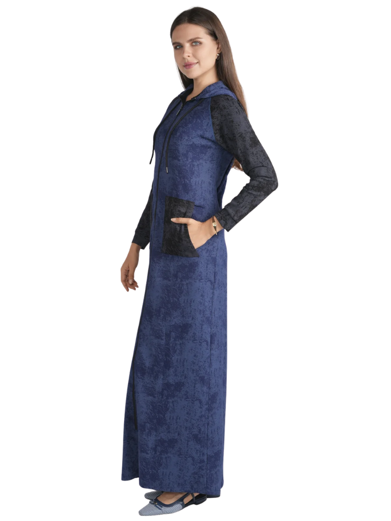altimge2 for Ellwi Stonewash Zippered Morning Robe with Removable Hood Myselflingerie.com