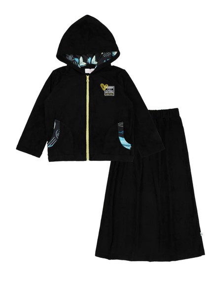 Miss Mini Black with Yellow Trim Postcard Swim Two Piece Cover Up Set