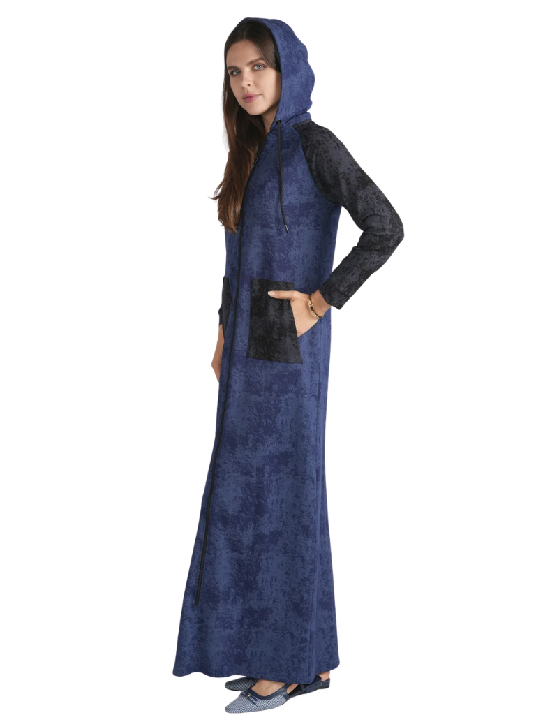 altimge3 for Ellwi Stonewash Zippered Morning Robe with Removable Hood Myselflingerie.com