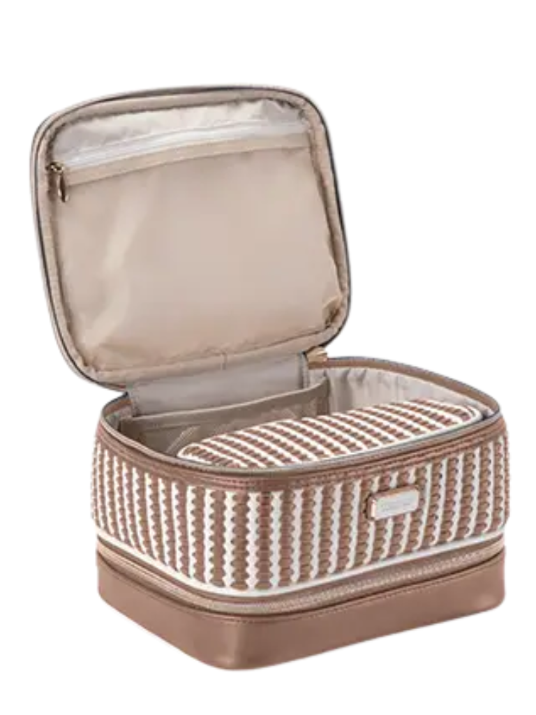 Stephanie Johnson MRA-MCH-JEN Marbella Mocha Jenny Train Case Toiletry Bag Myselflingerie.com