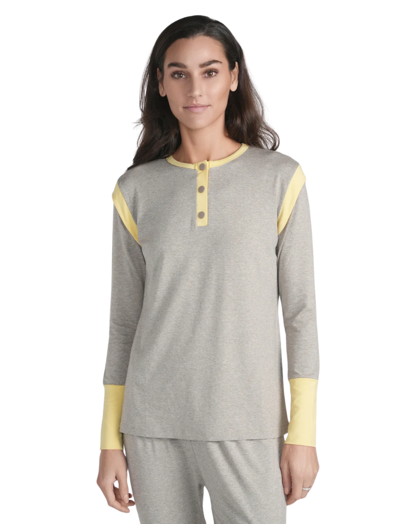 altimge2 for Ellwi Grey/Banana Trim Cotton Pajamas Set Myselflingerie.com