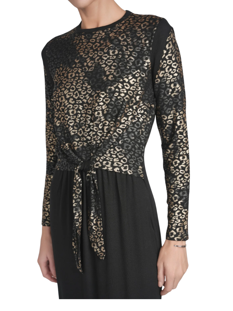 altimge2 for Ellwi Black Printed Leopard Cotton Nursing Nightgown Myselflingerie.com