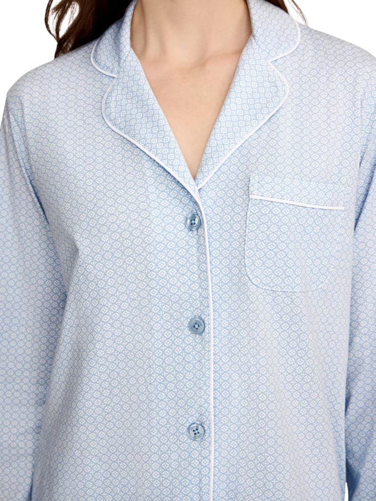 Petite Plume PWPJPGE Periwinkle Geo Lightweight Pima Cotton PJ's Set Myselflingerie.com