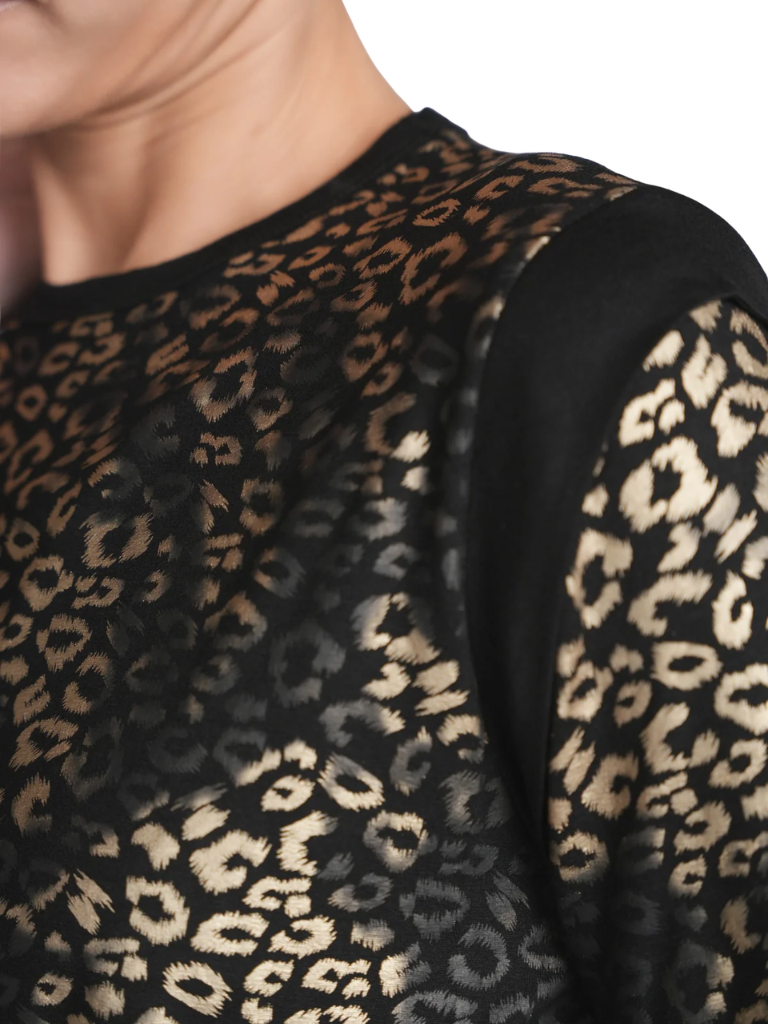 altimge3 for Ellwi Black Printed Leopard Cotton Nursing Nightgown Myselflingerie.com