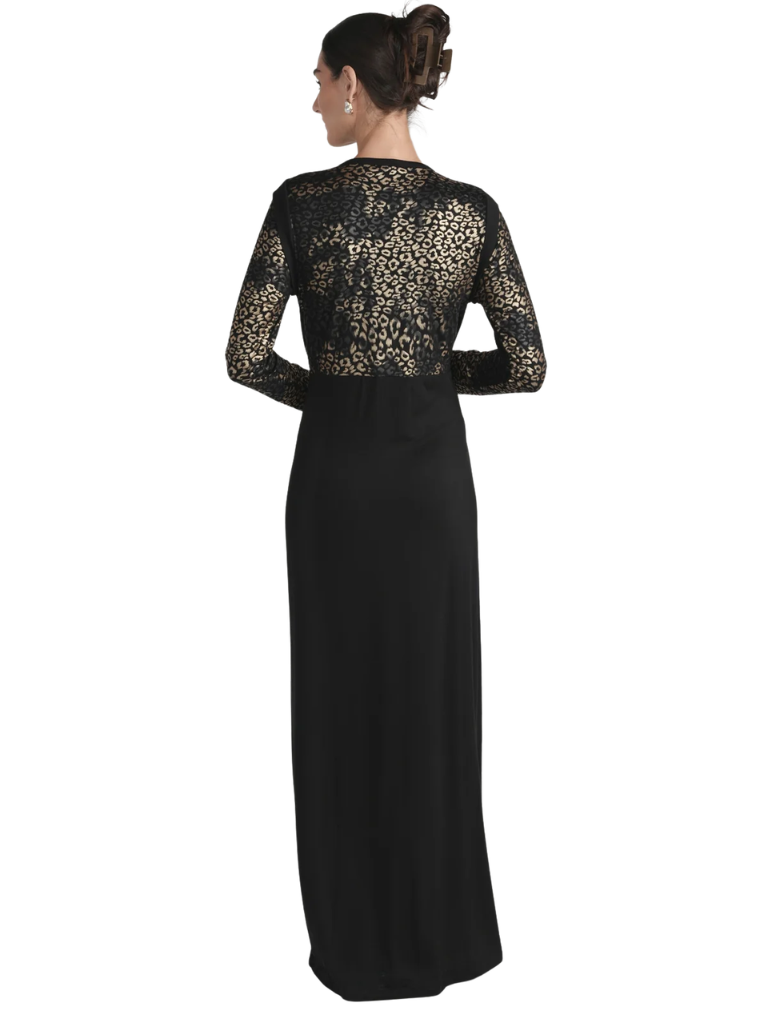 altimge4 for Ellwi Black Printed Leopard Cotton Nursing Nightgown Myselflingerie.com