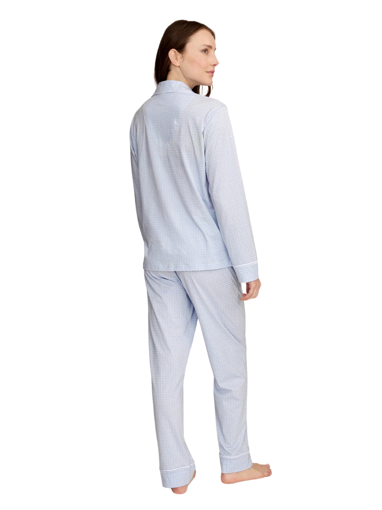 Petite Plume PWPJPGE Periwinkle Geo Lightweight Pima Cotton PJ's Set Myselflingerie.com