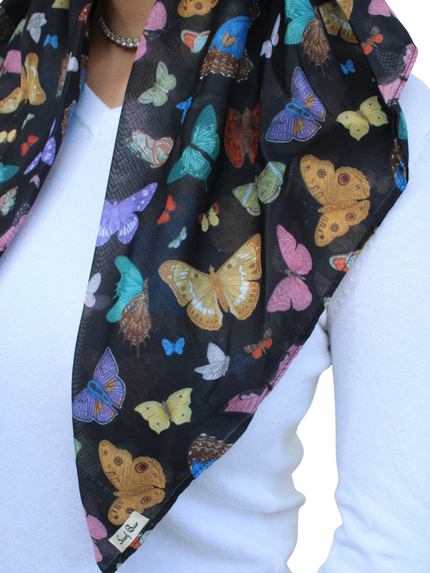 Scarf Bar Twilight Butterfly Open Back Adjustable Pre-Tied Bandanna with Velvet Grip Myselflingerie.com
