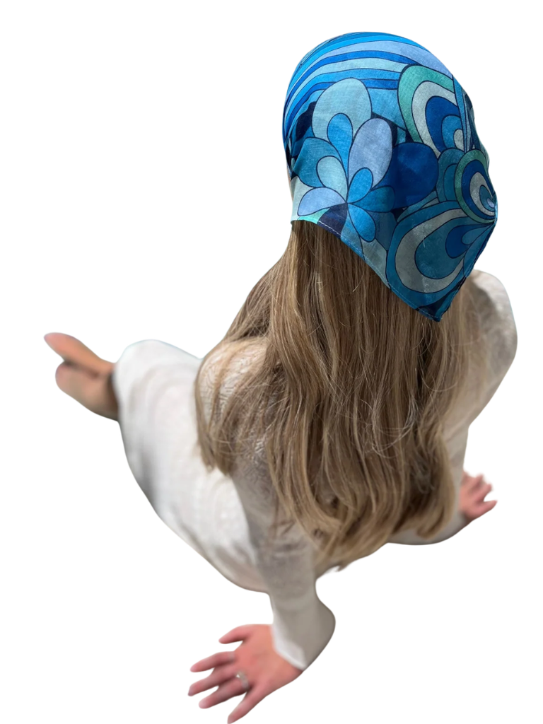 Scarf Bar Inspired Blue Capri Bandana Scarf Myselflingerie.com