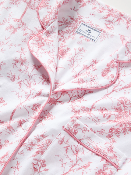 Petite Plume PWSSSPTIMS Pink Timeless Toile Pima Cotton Short Sleeved Shorts Pajamas Set Myselflingerie.com
