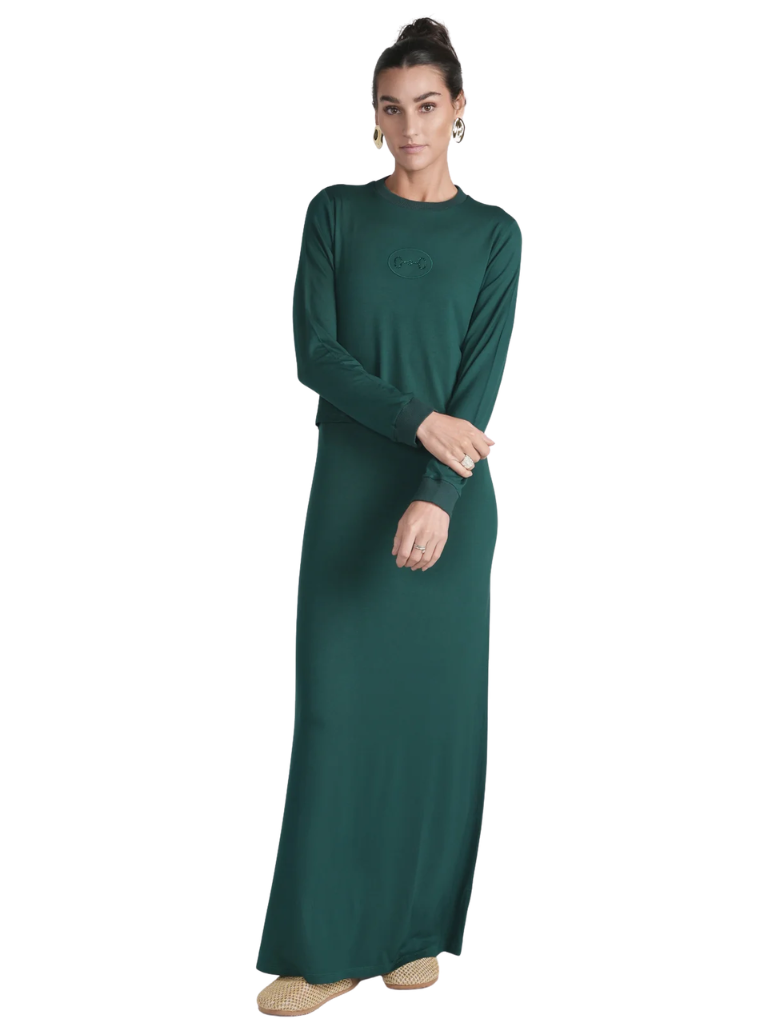 altimge3 for Ellwi Hunter Green Rhinestone Emblem Cotton Nursing Nightgown Myselflingerie.com