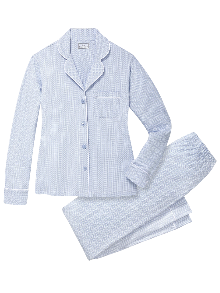 Petite Plume PWPJPGE Periwinkle Geo Lightweight Pima Cotton PJ's Set Myselflingerie.com