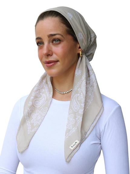 Scarf Bar Paisley Almond Classic Pre-Tied with Velvet Grip and Short Tails Myselflingerie.com