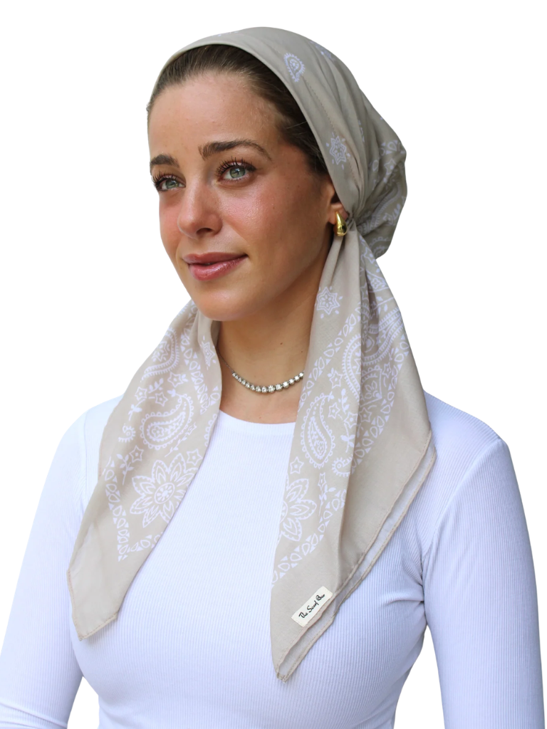 Scarf Bar Paisley Almond Classic Pre-Tied with Velvet Grip and Short Tails Myselflingerie.com