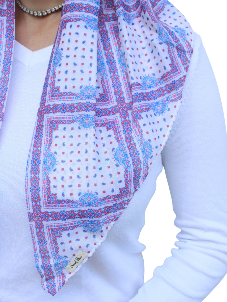 Scarf Bar French Tile Open Back Adjustable Pre-Tied Bandanna with Velvet Grip Myselflingerie.com
