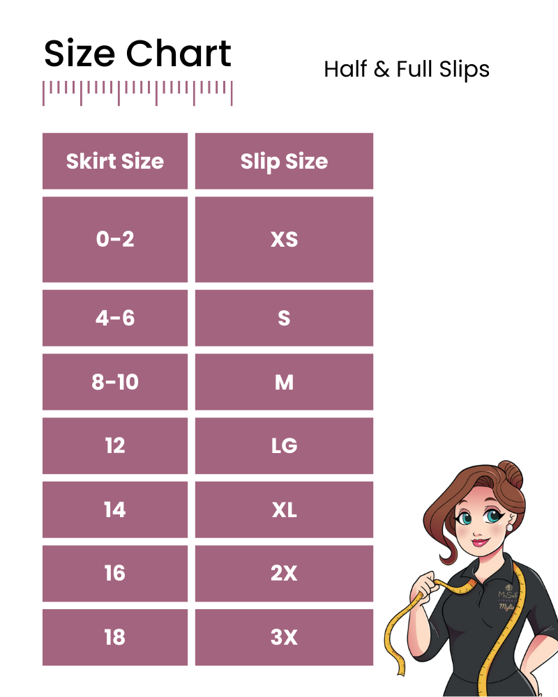 Slips, Shells & Undershirts ALL Collection Size Guide