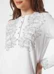 Pen-ky 12950 White with Black Lace Detail Button Down Cotton Nightgown Myselflingerie.com