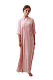 Rojo London Milly Pink Collared High Waisted Modal Nightgown Myselflingerie.com