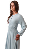 Rojo London Pippa Morning Light Blue Smocked Button Down Nightgown Myselflingerie.com