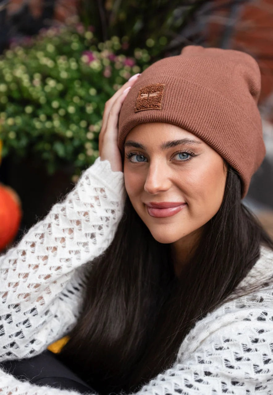 Tal New York The Sherpa Logo Caramel Beanie