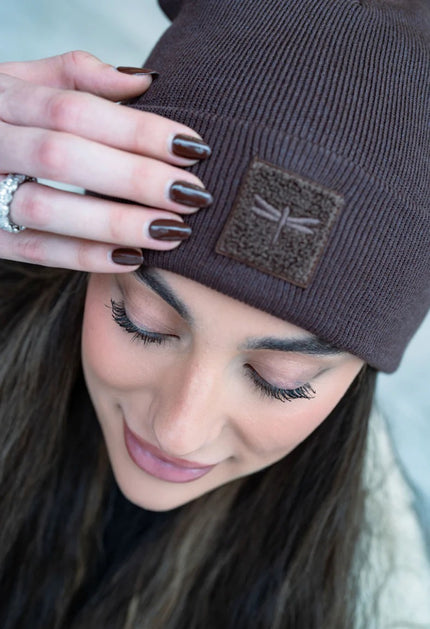 Tal New York TSLDC The Sherpa Logo Dark Chocolate Beanie Myselflingerie.com