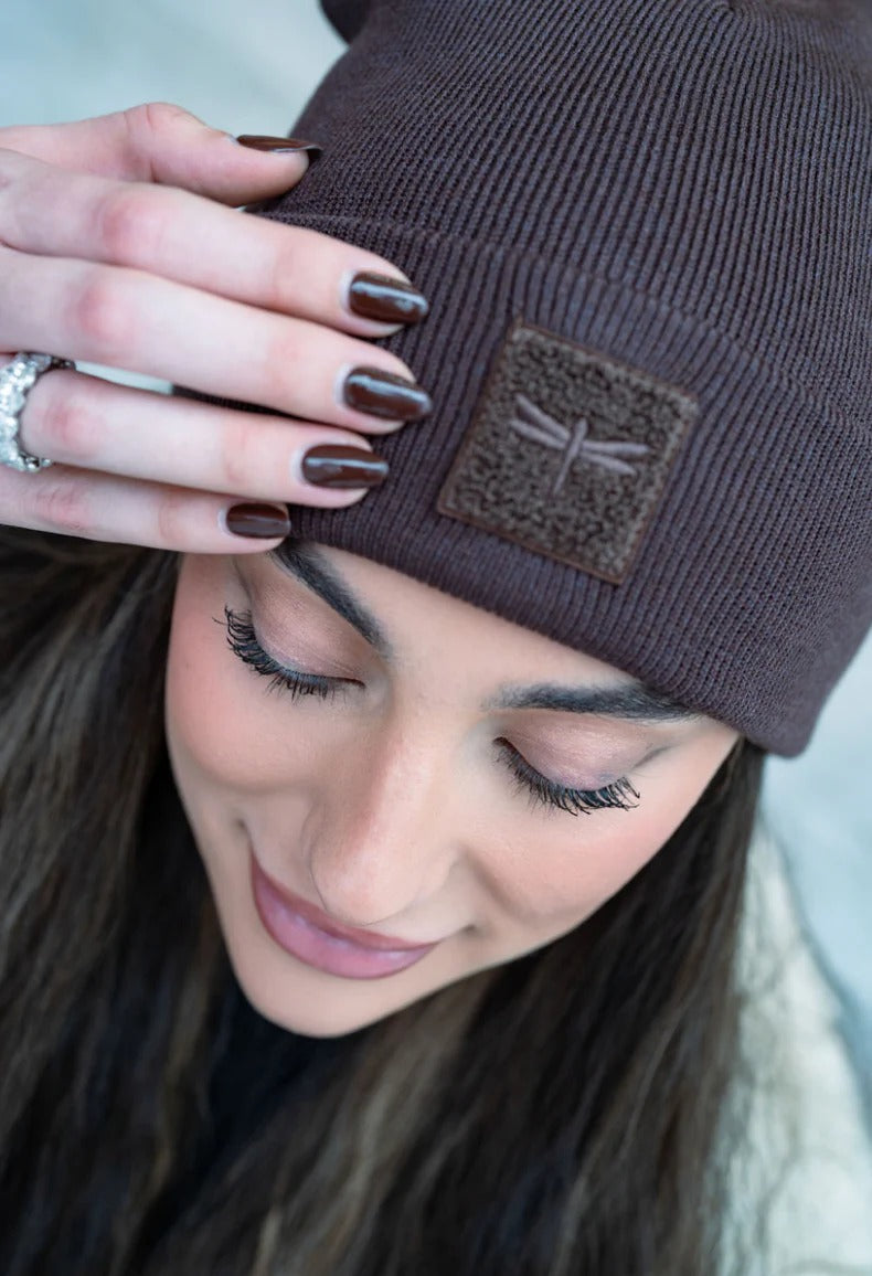 Tal New York TSLDC The Sherpa Logo Dark Chocolate Beanie Myselflingerie.com