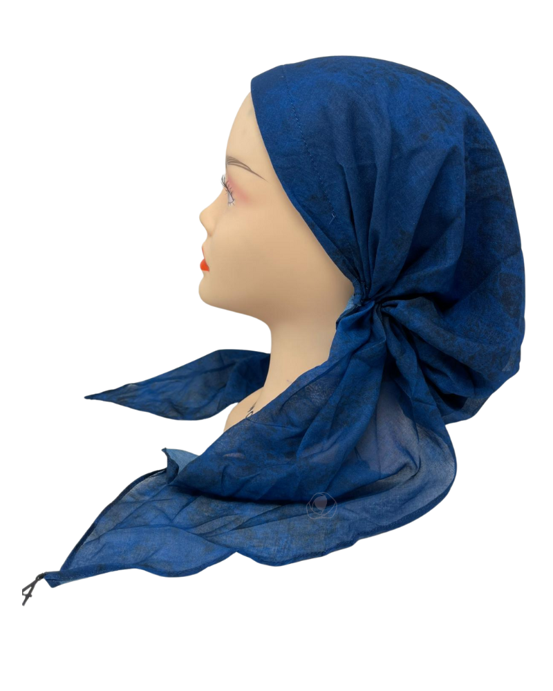 Ahead Cobalt Blue Solid Texture Print Classic Fit Pre-Tied Bandanna
