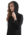 Ellwi Blanket Stitch Black Hood Zippered Morning Robe