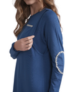 Ellwi Ecru Stitch Royal Blue Cotton Nursing Nightgown