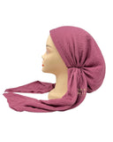 Lizi Headwear Solid Magenta Crimped Pre-Tied Bandanna with Full Grip