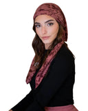 Lizi Headwear Pink Leaf Silhouette Pre-Tied Bandanna with Full Grip