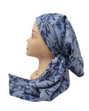 Lizi Headwear Blue Leaf Silhouette Pre-Tied Bandanna with Full Grip