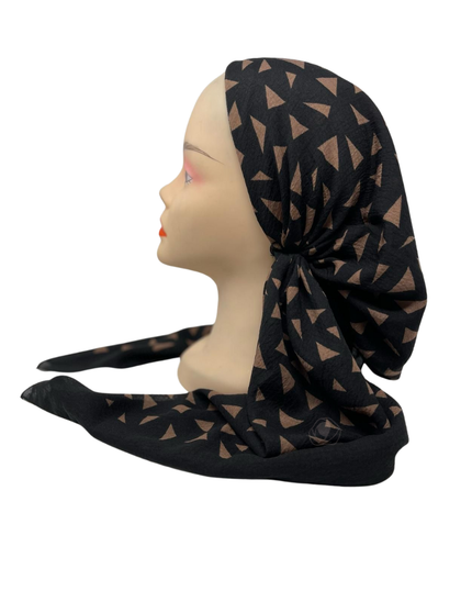 Revaz Black/Tan Triangles Adjustable Pre-Tied Bandanna with Velvet Grip