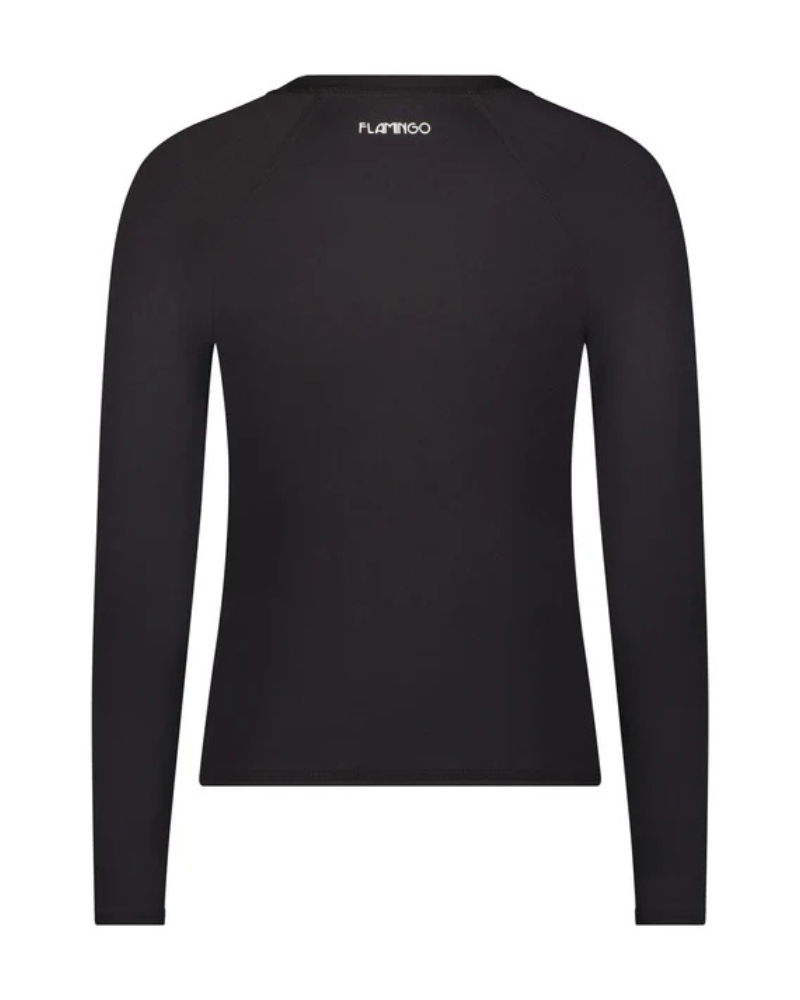 25FL804 Black Mesh Crew Neck Long Sleeve Rash Guard
