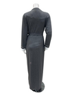 Velvet Grey with Double Piping Modal Wrap Morning Robe