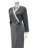 Velvet Grey with Double Piping Modal Wrap Morning Robe