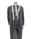 Velvet Grey with Double Piping Modal Wrap Morning Robe