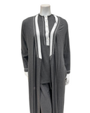 Velvet Grey with Double Piping Modal Wrap Morning Robe