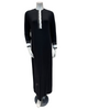 Velvet Black with White Button Down Double Piping Modal Nightgown