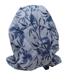 Lizi Headwear Blue Leaf Silhouette Pre-Tied Bandanna with Full Grip