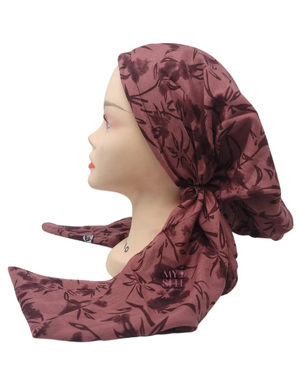 Lizi Headwear Pink Leaf Silhouette Pre-Tied Bandanna with Full Grip