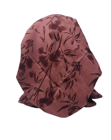 Lizi Headwear Pink Leaf Silhouette Pre-Tied Bandanna with Full Grip
