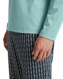 Calida Blue Lily Relax Selected Men's 100% Swiss Cotton Pajamas Set